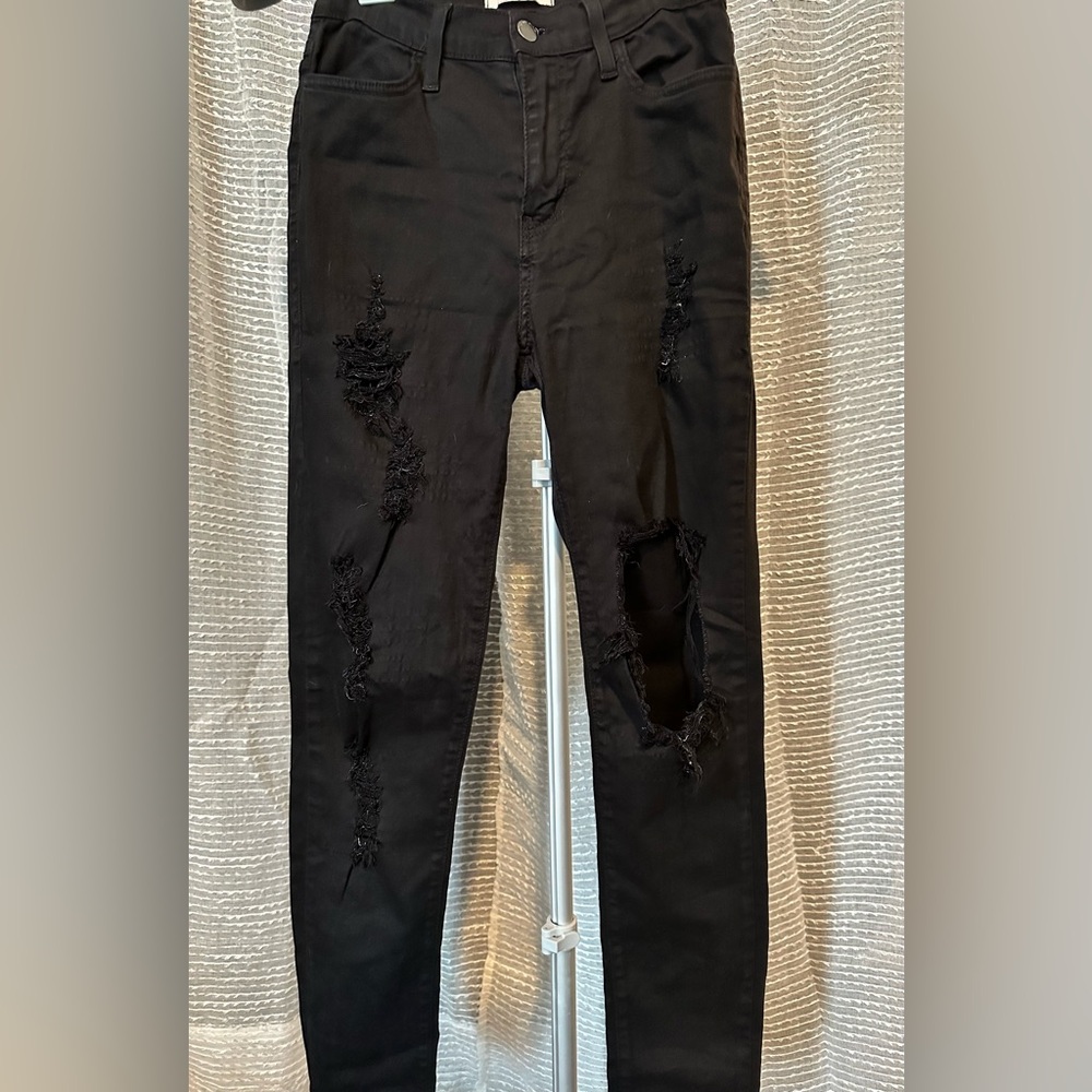 Distressed stretchy Black Jeans